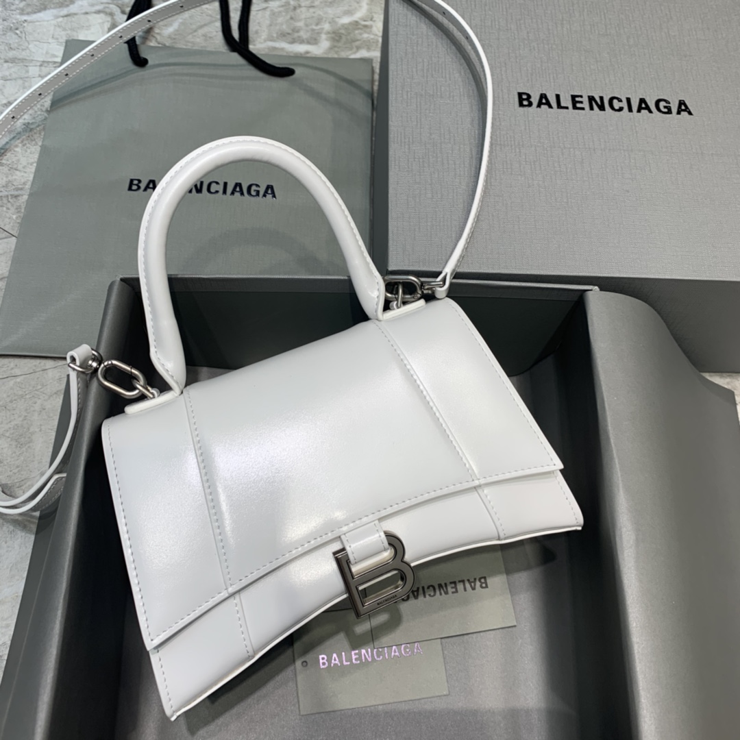 Balenciaga Hourglass Small Handbag Box Calfskin Shoulder Bag Beige